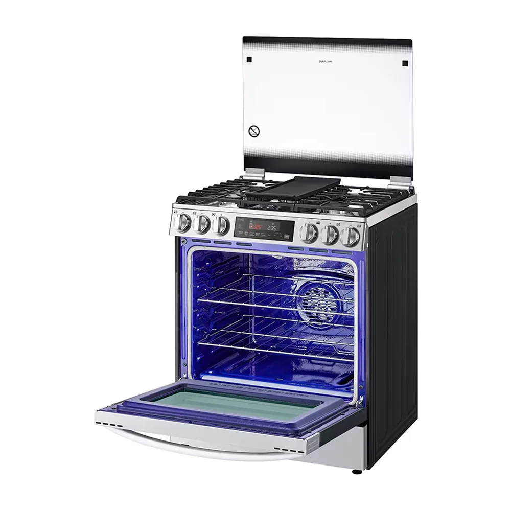 LG Estufa a Gas de Acero Inoxidable | Smart WiFi ThinQ | 5.8p3 | Ultra Heat | Air Fryer | Convección | Panel Digital | Tapa | Plancha | 30" | 5 Quemadores - Imagen 7
