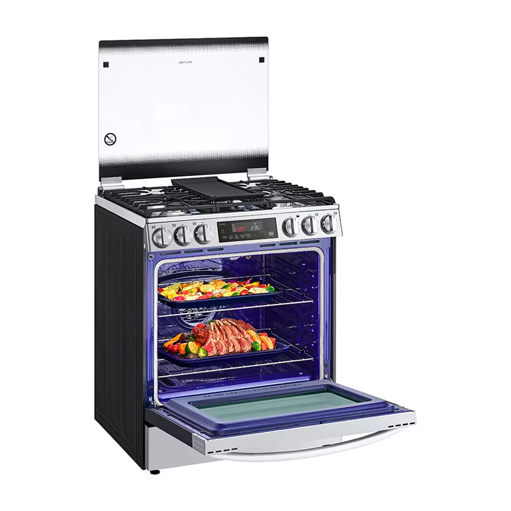 LG Estufa a Gas de Acero Inoxidable | Smart WiFi ThinQ | 5.8p3 | Ultra Heat | Air Fryer | Convección | Panel Digital | Tapa | Plancha | 30" | 5 Quemadores - Imagen 8